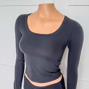 Athleta Black Transcend Top, Long Sleeve w/ Thumb Holes, Women’s Size X-Small